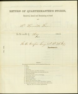 Elenco dei negozi ricevuti, emessi e rimanenti a maggio 1864 da Howard A. Cooper